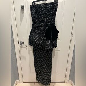 Vintage Wayne Clark Aline Marelle Black Velvet Ball Gown Formal Sz 12